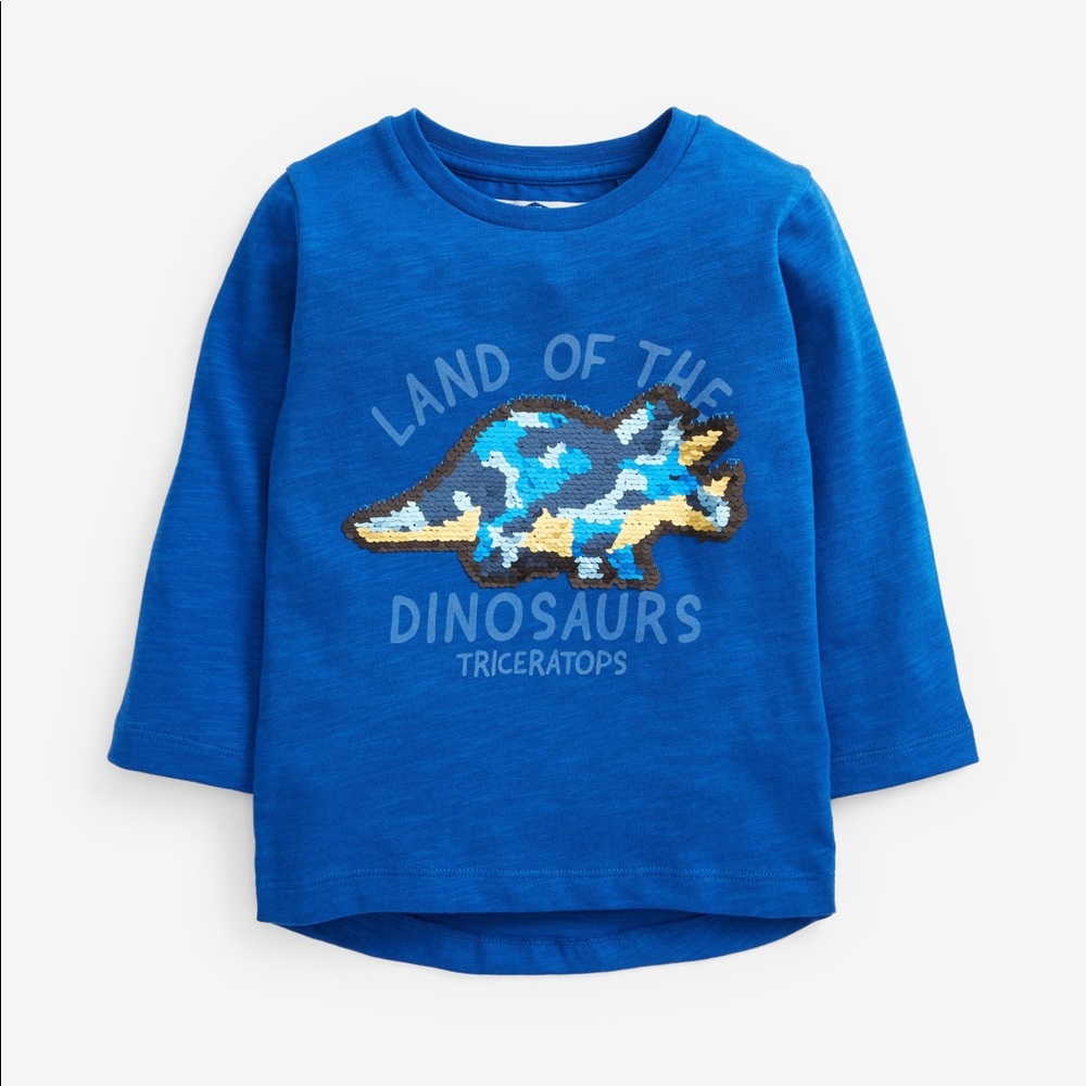 NEXT Long Sleeve Dino Flippy Sequin T-Shirt
